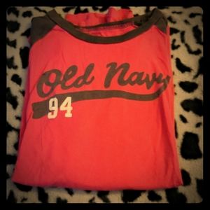 Women's Old Navy Pink&Grey Graphic Long Sleeve Tee